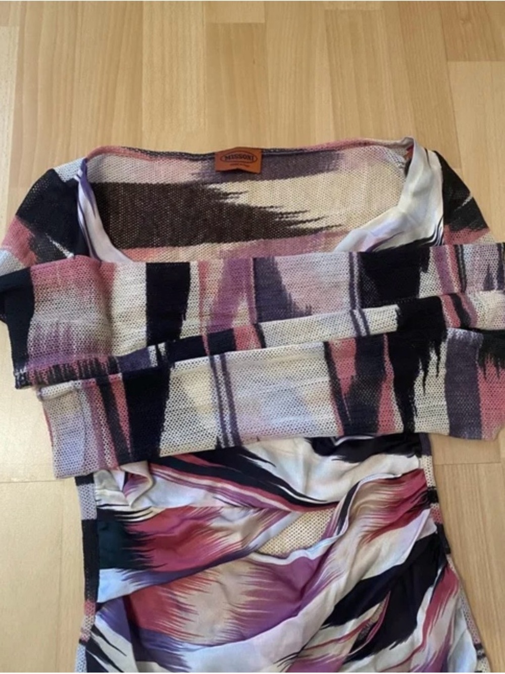 Missoni Women's Multicolor Draped V-Neck Long Sleeve Top Sz. 6 - Picture 8 of 10